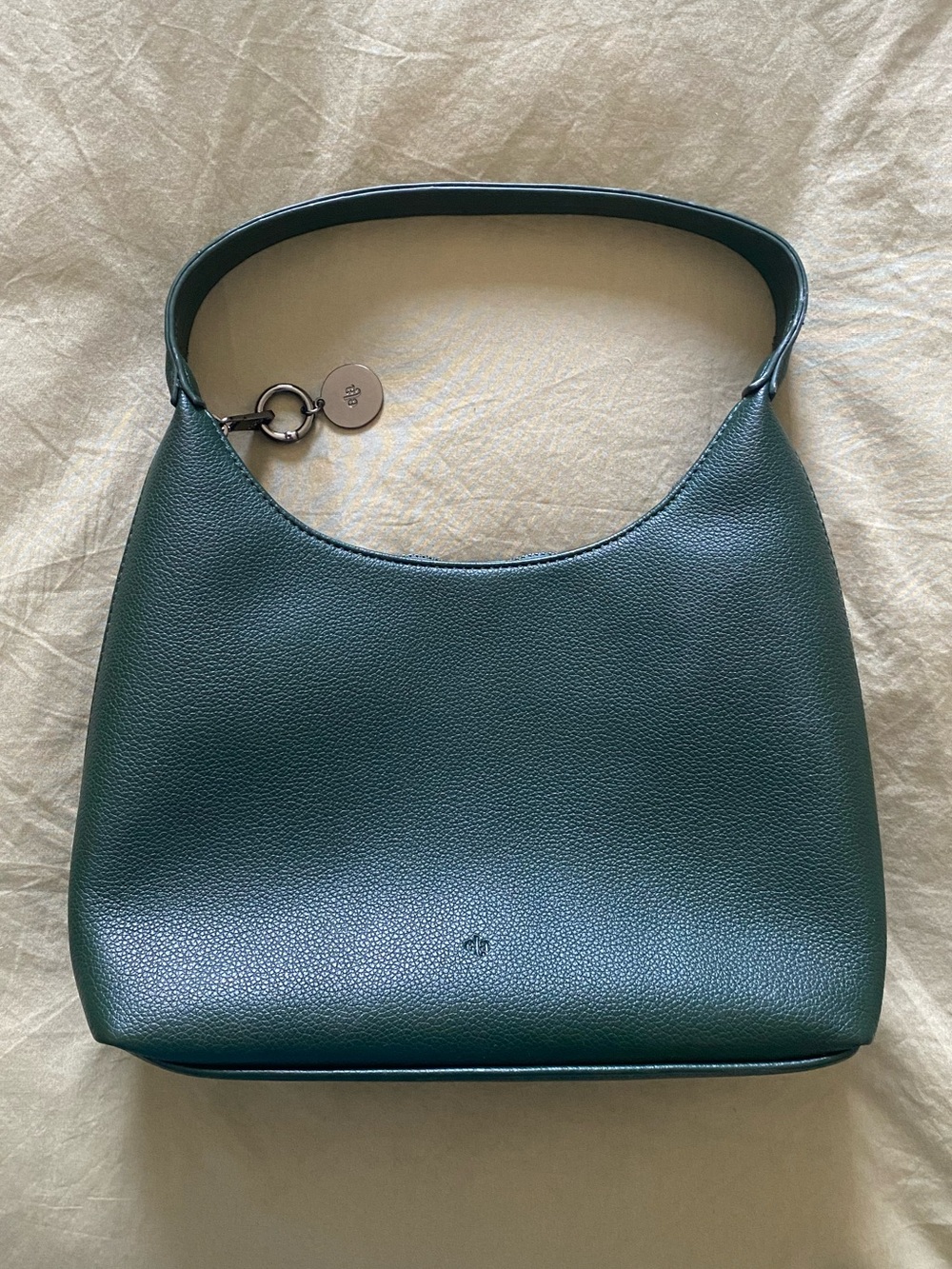 Ela Green Leather Shoulder Bag with Signature Charm
